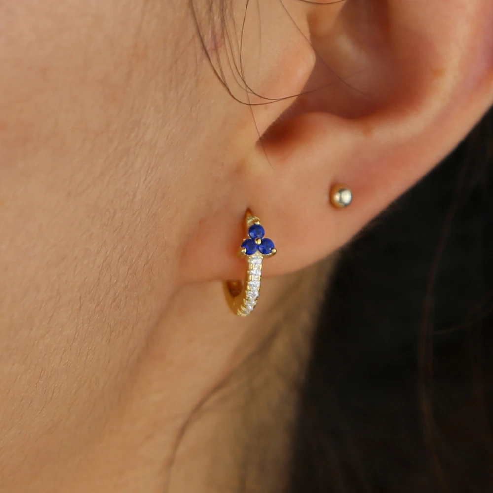 Женские серьги кольца из серебра 925 пробы с разноцветными фианитами|cz earrings