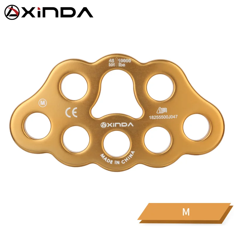 Golden 8 hole XINDA профессиональный аксессуар разделенная веревочная пластина разделяющая 4 отверстия силовая пластина для улицы с четырьмя отверстиями оборудование для скалолазания - Цвет: Golden 8 hole