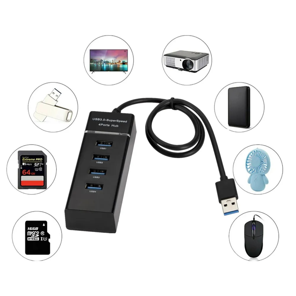 4 Порты USB 2 0 3 HUB Высокоскоростной разветвитель мульти расширительный бак для