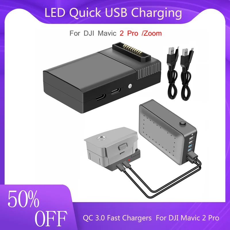 

QC 3.0 Fast Charger Battery LED Quick USB Charging For DJI Mavic 2 Pro Zoom USB Fast QC3.0 Charger Drone Accessories PROMOTION