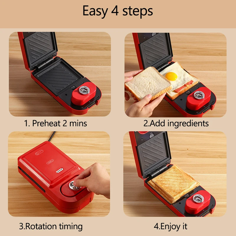 

Home Electric Sandwich Maker Timed Waffle Maker Toaster Baking Multifunction Breakfast Machine Takoyaki Pancake Sandwichera