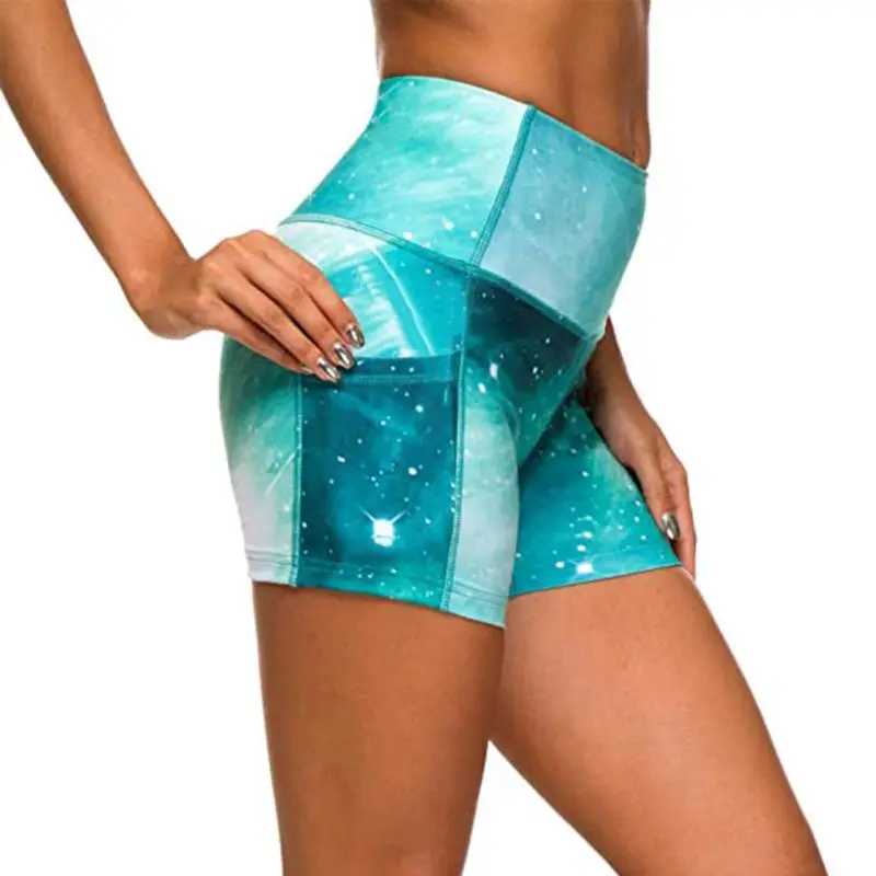 

Tie-dye Shorts Fashion High Waist Fitness Skinny Shorts Trendy Starlight Printed Breathable Stretchy Sweatpants