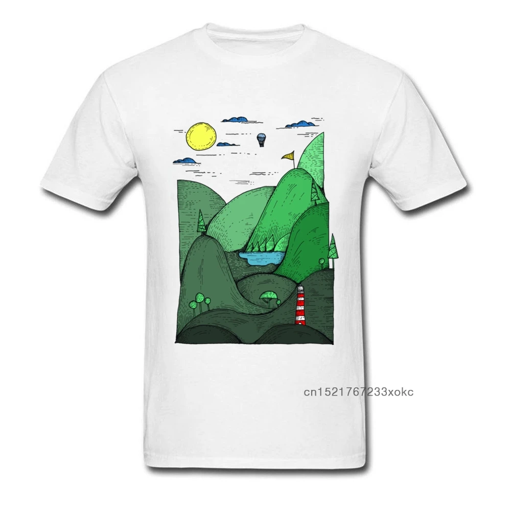 Мужская белая футболка с рисунком из сказочной страны чудес зеленая принтом