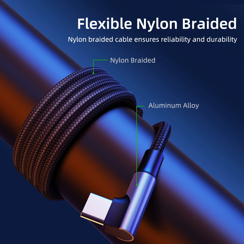 

PD 60W Type C to Type C Cable 90 Degree Elbow Fast Charging Phone Charger Data Wires For Samsung S20 S10 Huawei Xiaomi Redmi