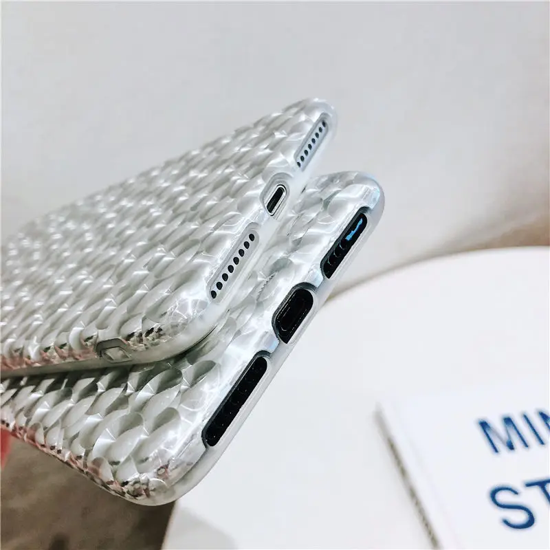 Серебряный лазерный чехол для iphone X XS Max 6 S 7 8 Plus плюс XR задняя крышка IMD силиконовый