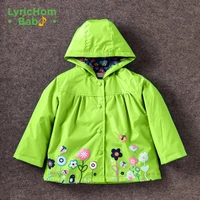 LyricHom Baby Spring 2021 New Baby Girls Coat Waterproof Coat for Girl Flowers Jacket Kids Children Clothing Hooded Outerwear