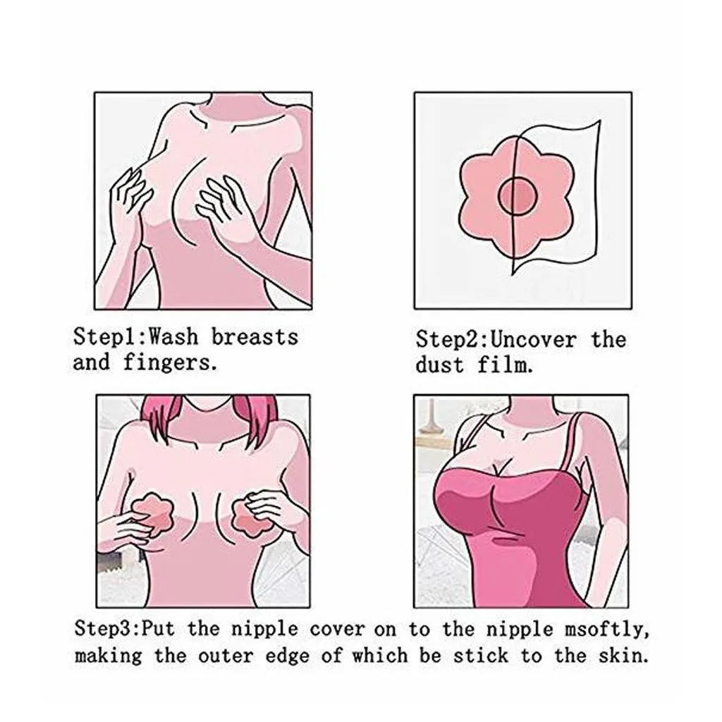 

5 pairs round Ladies invisible bra Reusable Silicone Petal Adhesive Nipple Cover Invisible Bra Pad Pasties