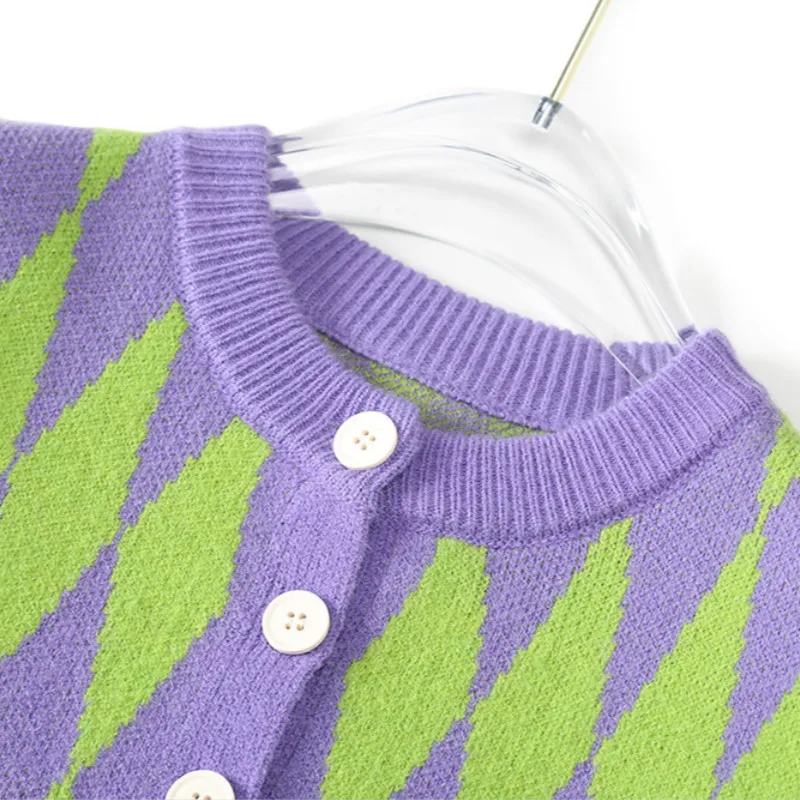 

Retro Lingge sweater women's Mohair loose foreign style lazy knitted cardigan coat cropped cardigan