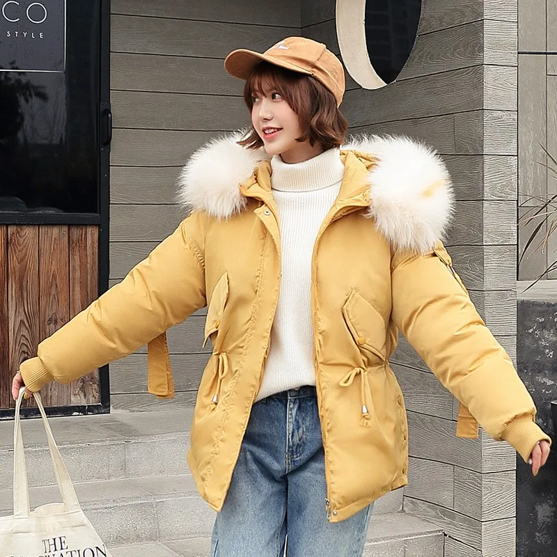 

Autumn Winter Women Cotton Parkas Coat Faux Fur Hoody Lady Warm Outwear Overcoat LF2171