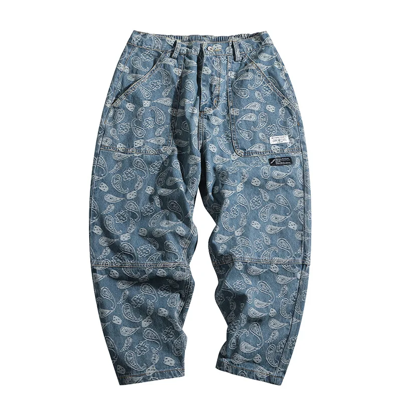 

Men Stretchy Ripped Skinny Biker Embroidery Print Jeans Destroyed Hole Taped Slim Fit Denim Scratched High Quality Jean 2021