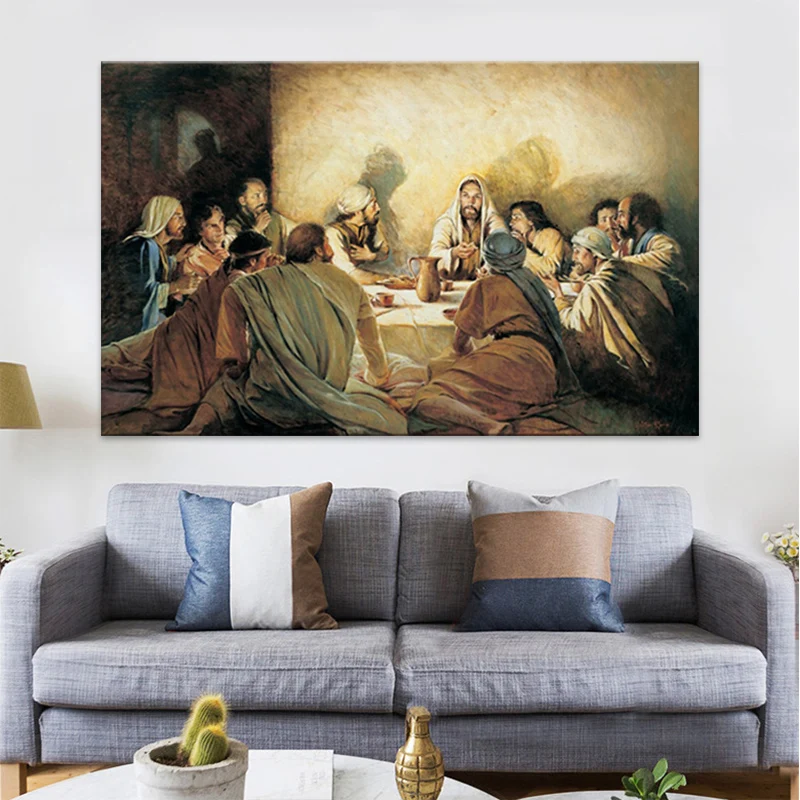 

Last Supper Da Vinci Famous Canvas Painting Posters and Prints Jesus and Disciples Scandinavia Cuadros Wall Art Picture for Home