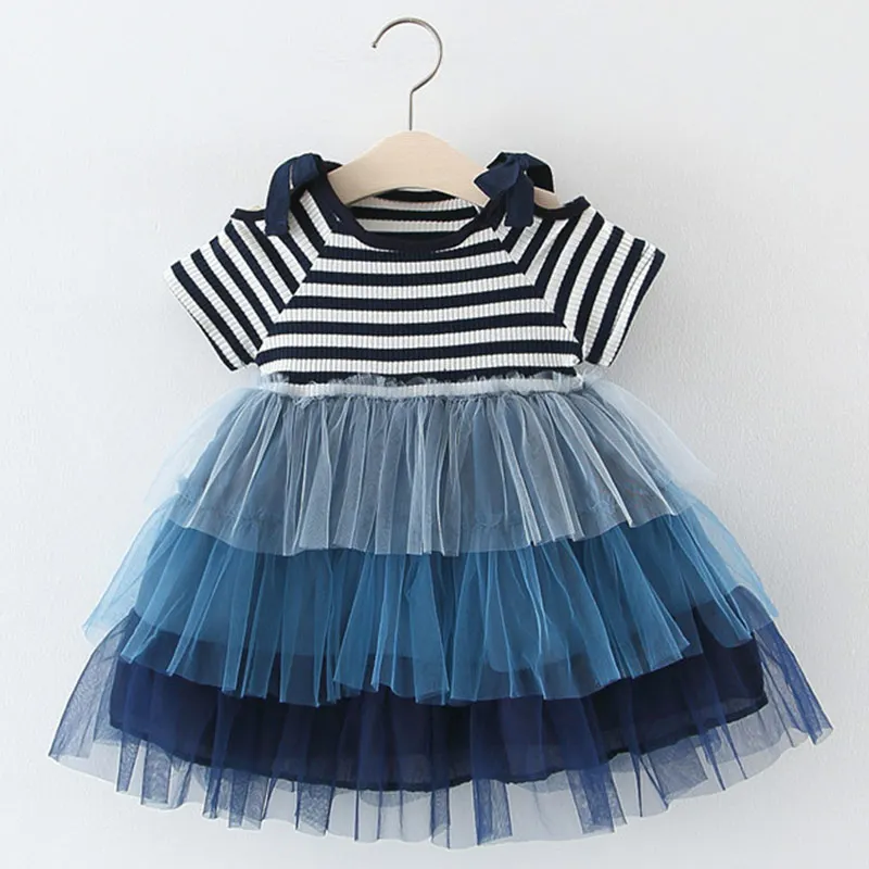 

Girls Dress 2021 New Summer Girl Birthday Dress Newborn Baby Cute Cupcake Striped Princess Dresses Girl Children Clothing