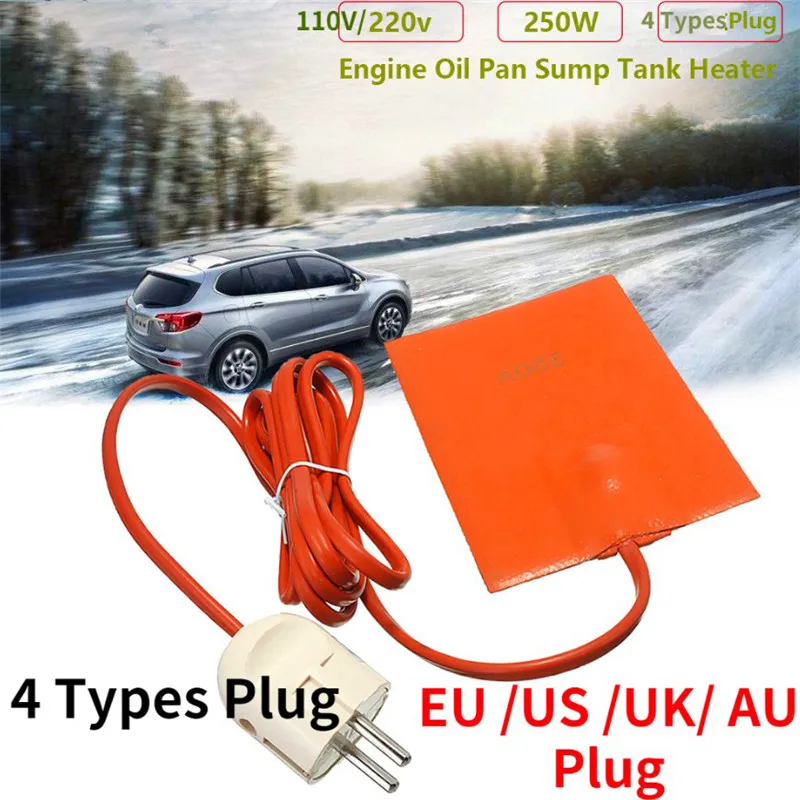 

Car Engine Oil Pan Sump Tank Fasting Heater Pad 250W Car Water Tank Antifreeze Heater 9x13cm Oil Tank Thermostat Heater 2022