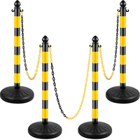 vevor 4pcs plastic stanchion outdoor queue barrier c hooks fillable base with 4x39 inch plastic chain for access crowd control