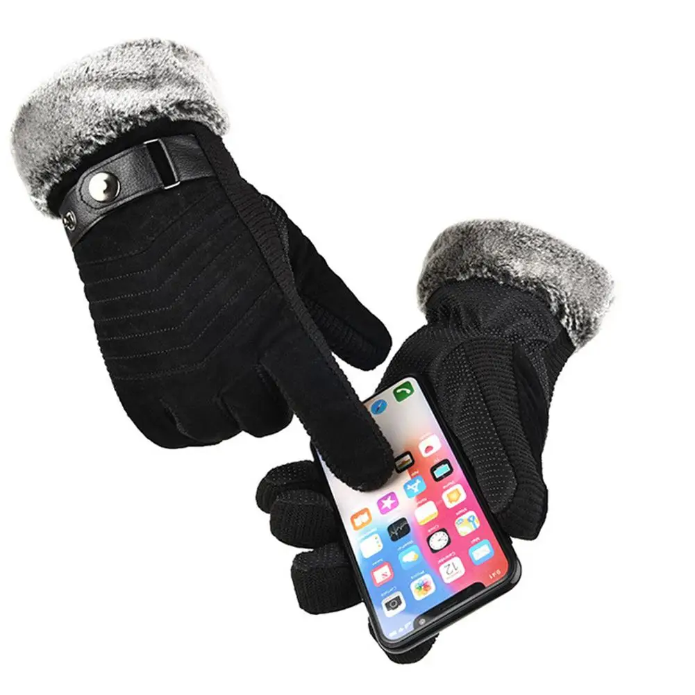 

Pigskin Gloves Winter Waterproof Cycling Full Finger Warm Touch Screen Outdoor Sports Ski Riding Bike Gloves