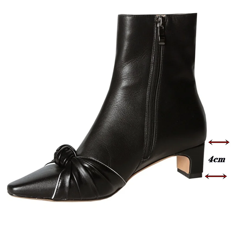 

High Quality Chelsea Short Boots Genuine Leather Autumn Winter Sexy Med Heel Dress Party Dancing Shoes Woman Ankle Boots 34-40