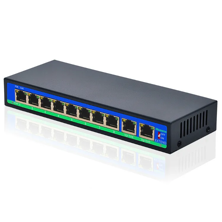 10-портовый коммутатор poe switch 8 + 2 порт питания 250 м дальность передачи
