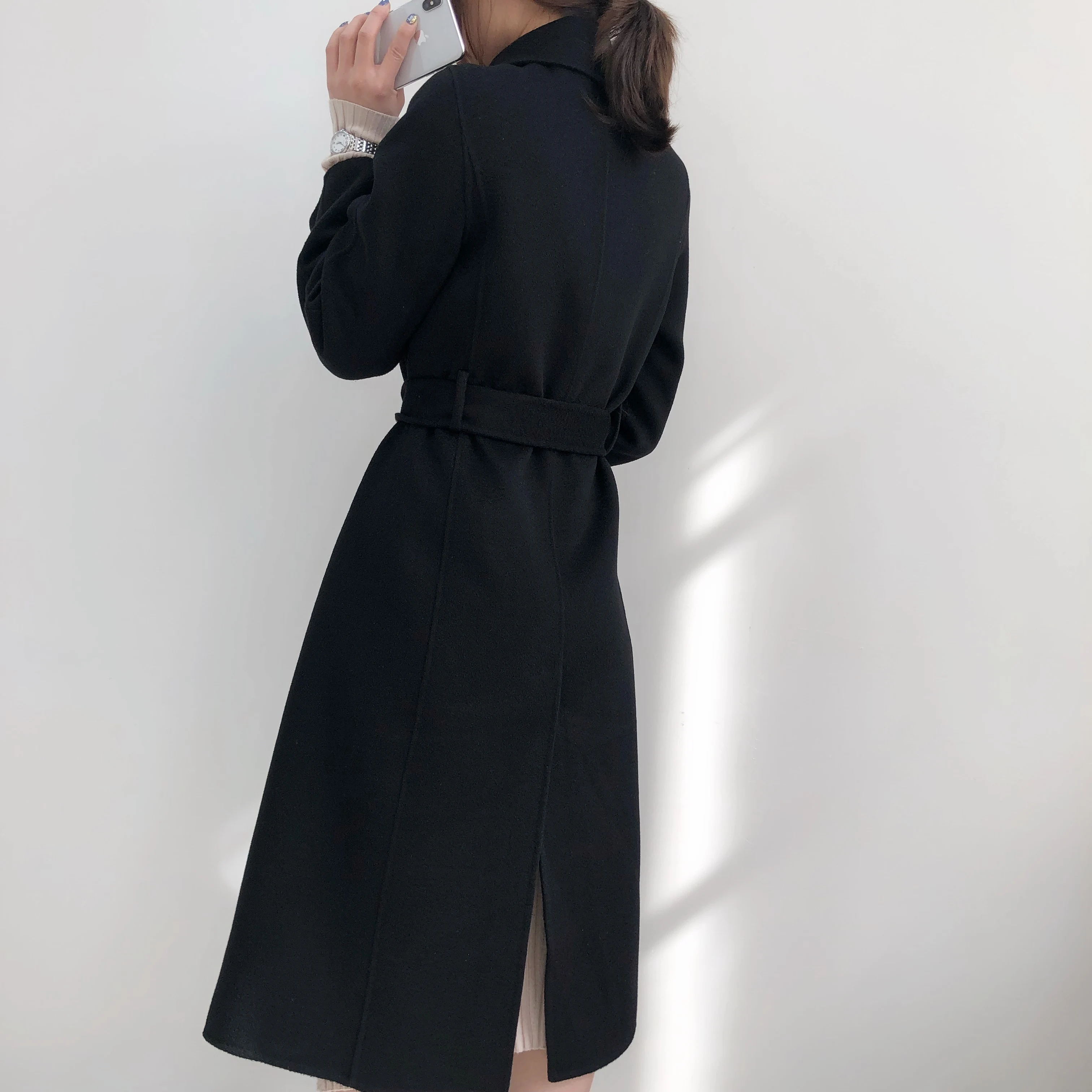 Новое модное женское длинное пальто С ВОЛНИСТЫМ ЭФФЕКТОМ на осень и зиму