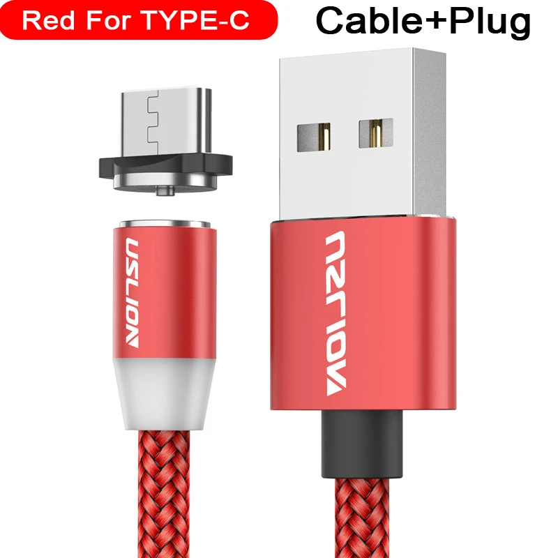 For Type C Red Магнитный кабель USB для быстрой зарядки кабель usb type C Магнитный кабель для зарядки данных Micro USB кабель для мобильного телефона USB шнур - Цвет: For Type C Red