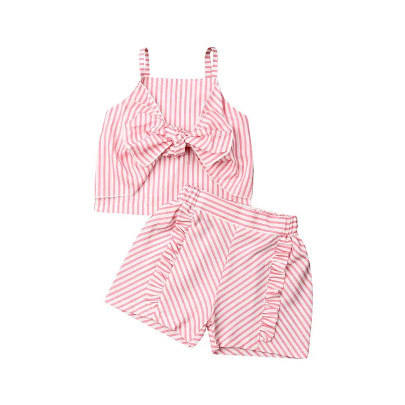 Emmababy 2 шт. Симпатичные детские летние комплекты одежды для маленьких девочек топ