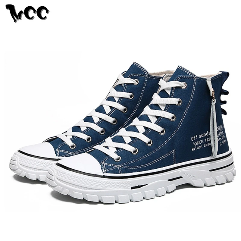 

Men Casual Shoes High-top Canvas Shoes Ankle Boots Vulcanize Shoes Black White Sneakers Men's Shoes Wild Men Casual Trend Shoes