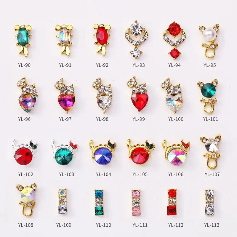 

100Pcs/lot New Colorful Glitter 3D Metal Alloy Super Shiny Nail Art Decoration Charms Studs christmas Nails 3d Jewelry YL90-113