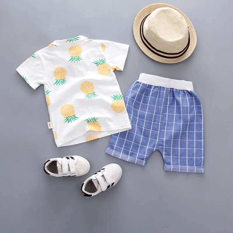Детский летний новый костюм для мальчика 0-2-3 лет 4 в Корейском стиле красивая