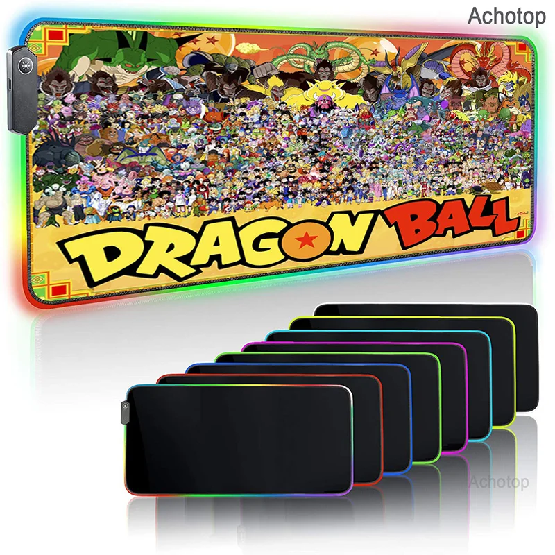 

Anime Mouse Pad Goku Pattern Colorful RGB Backlit Computer Notebook Office Seam Side Table Mat Irregular LED Luminous Mouse Pad