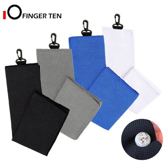 Трехстворчатое Вафельное полотенце для гольфа из микрофибры с крючком зажим