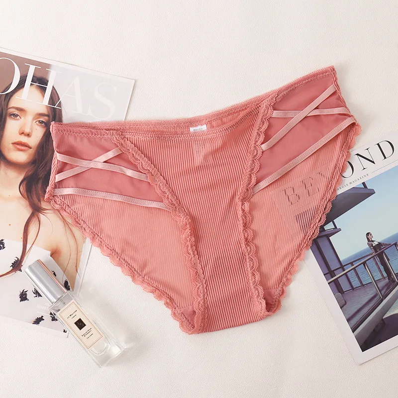 Женское нижнее белье из ледяного шелка Бесшовные дышащие кружевные трусики с