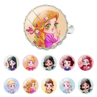 disney q version lovely princess art photo craft ring glass star dew crown convex rings creative accessories gifts jewelry qgz63