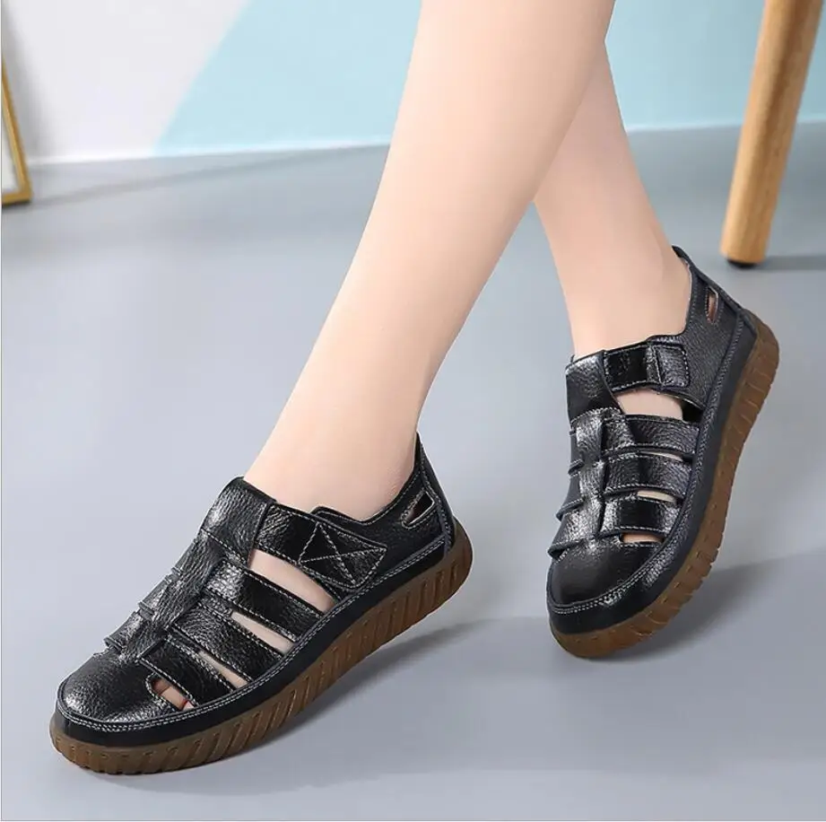 Сандалии оксфорды женские из натуральной кожи мягкие босоножки на плоской