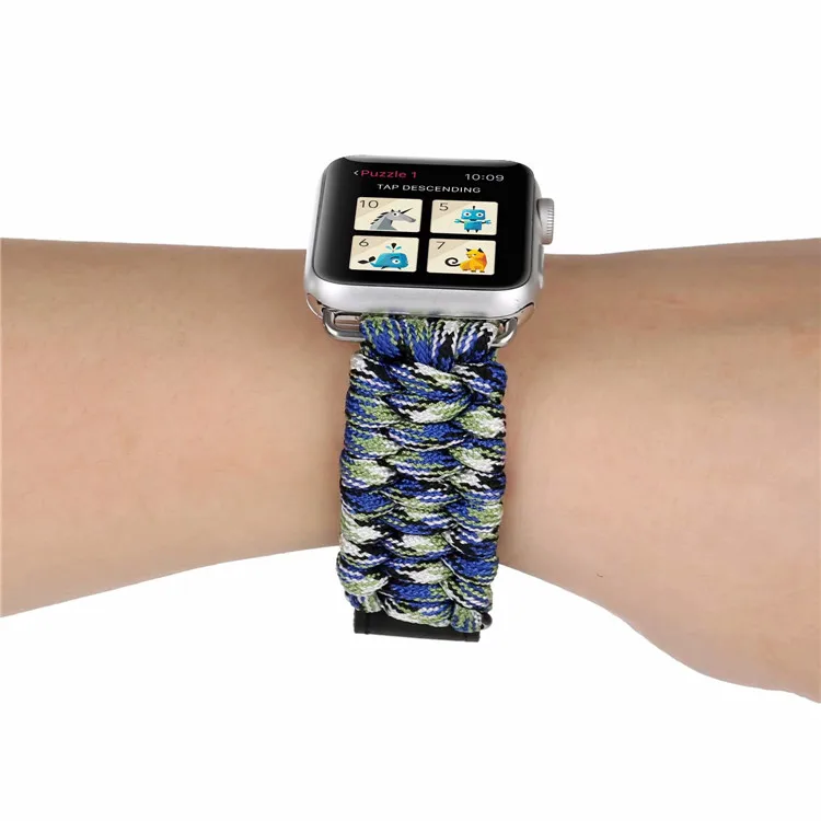 Спортивный тканый браслет из нейлоновой веревки для Apple Watch 38 мм 42 мм 40 мм 44 мм для iWatch 5 4 3 2 1