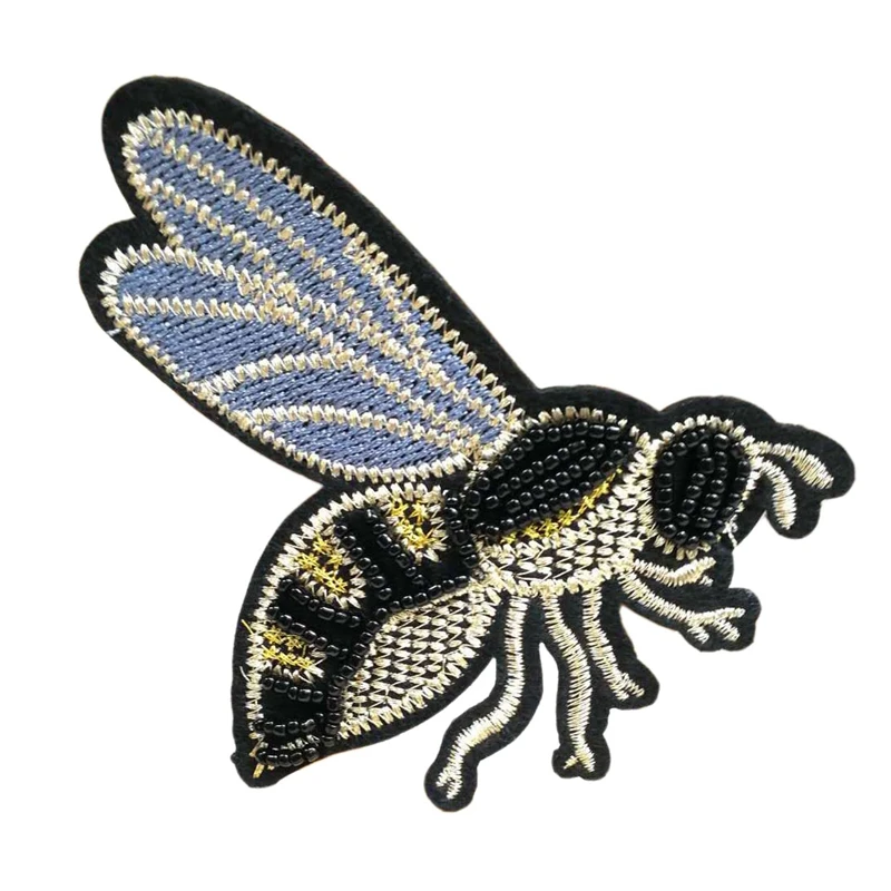 Нашивки ручной работы пчелы из бисера пришитые на блесток патч для одежды