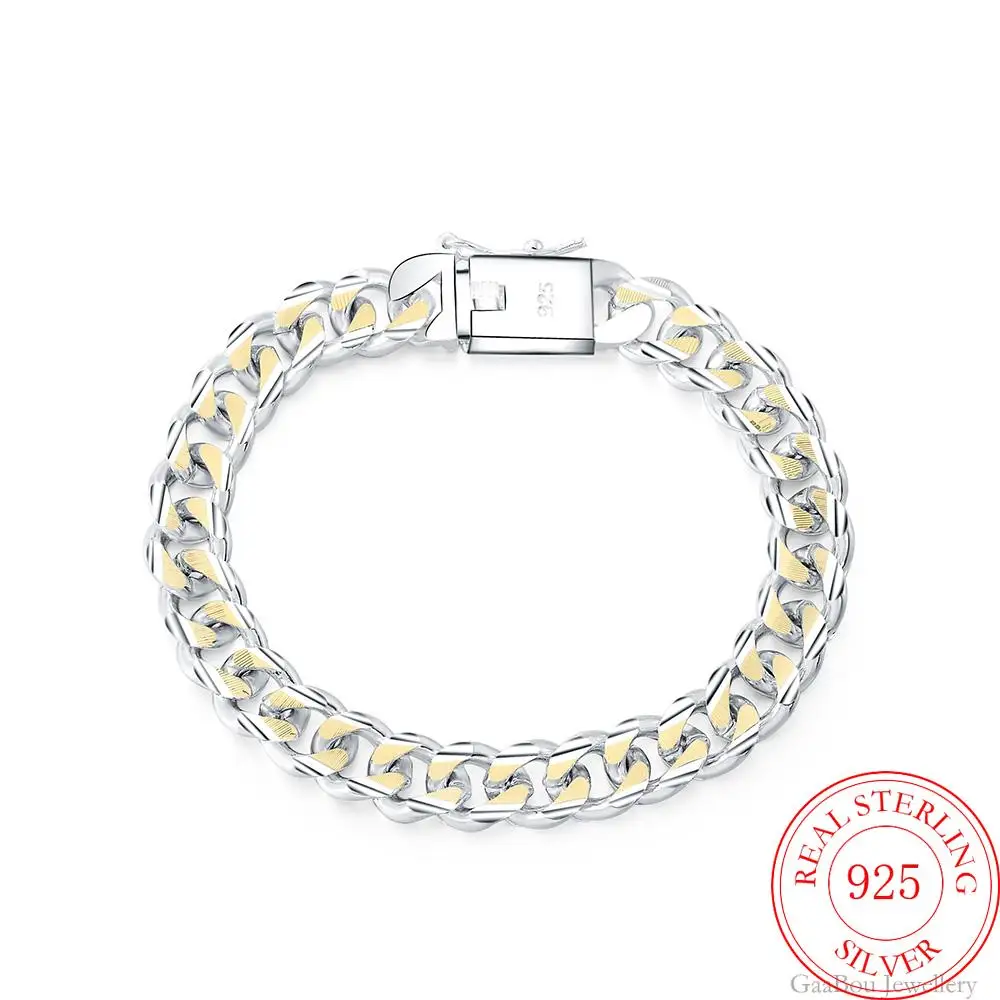 

Delicate 925 Sterling Silver Bracelets 9MM Chain Women Men Girls Bracelet Female Wedding Valentines Jewelry
