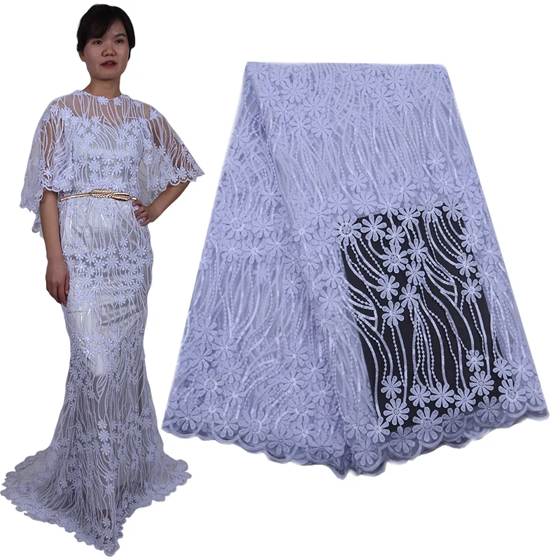 Чистая белая кружевная ткань в нигерийском стиле 2020 Высокое качество