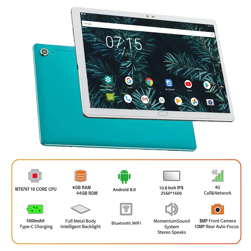 

2021 New 10.8 Inch Tablet Pc Android 8.0 Deca Core 2560*1600 IPS Display 4GB/64GB Tab 13MP Camera 4G LTE Network Tablet Android