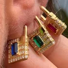 1pcs 2020 Fashion Gold Color Lock Shape Earrings For Women Men Statement AAA+ CZ Earring Femme Brinco Party Jewelry