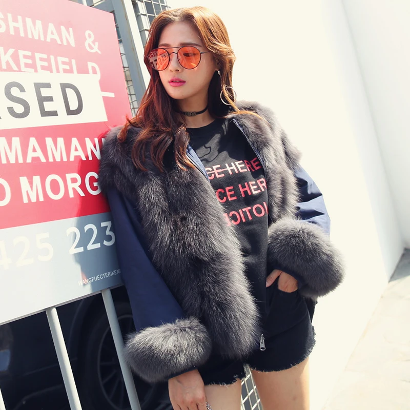 Зимнее теплое пальто из лисьего меха fuax Двусторонняя одежда Меховая куртка