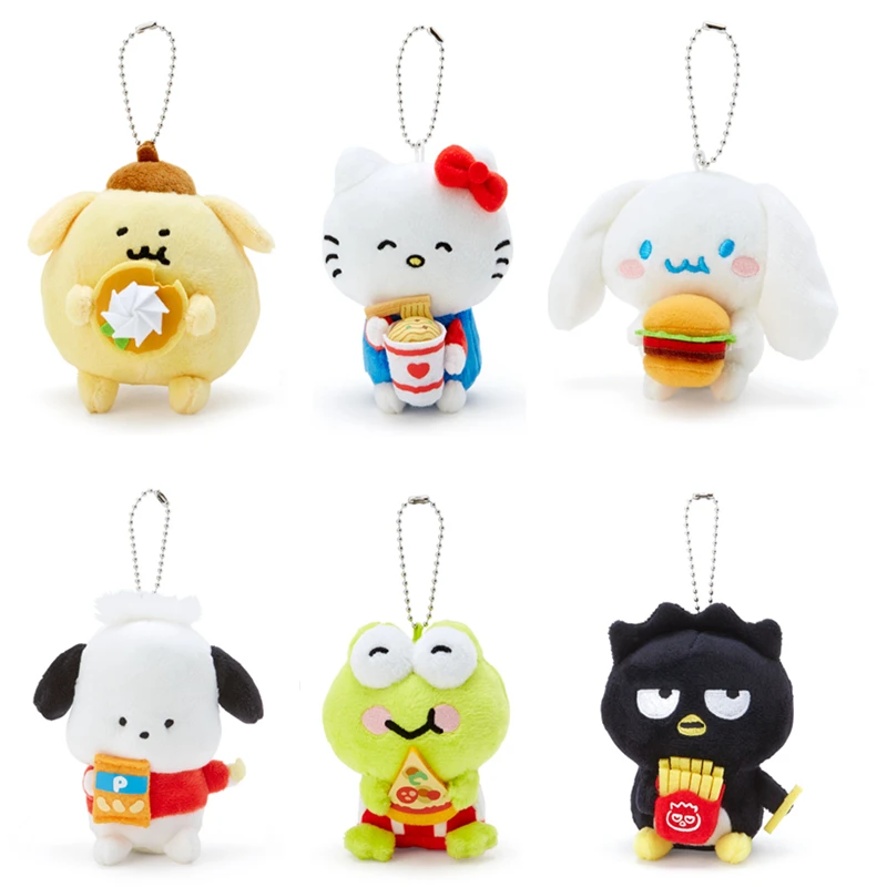 

Eating food Pochacco Dog Plush Keychain Penguin Forg Key Chain Keyring Cute Kawaii Anime Keychains for Women Girls Small Gift