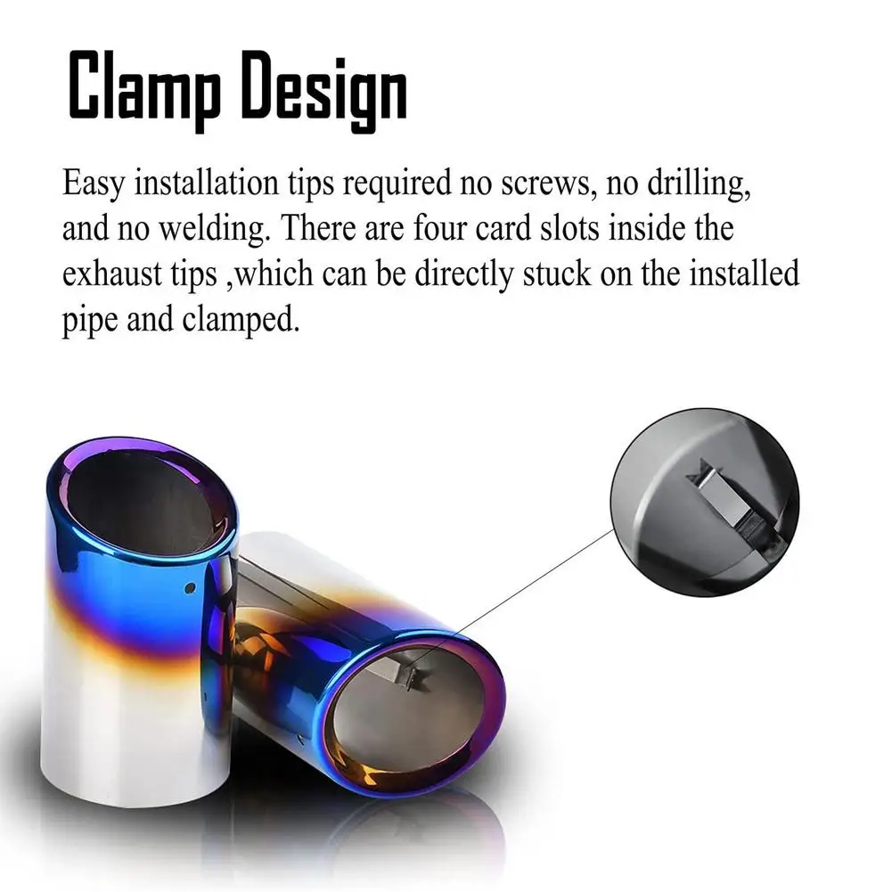 

Car Motorbike Exhaust Systems Muffler Tip Universal Stainless Steel ID 51MM 57MM 63MM Outlet 89mm Styling Silencer Tail Pipe Ca