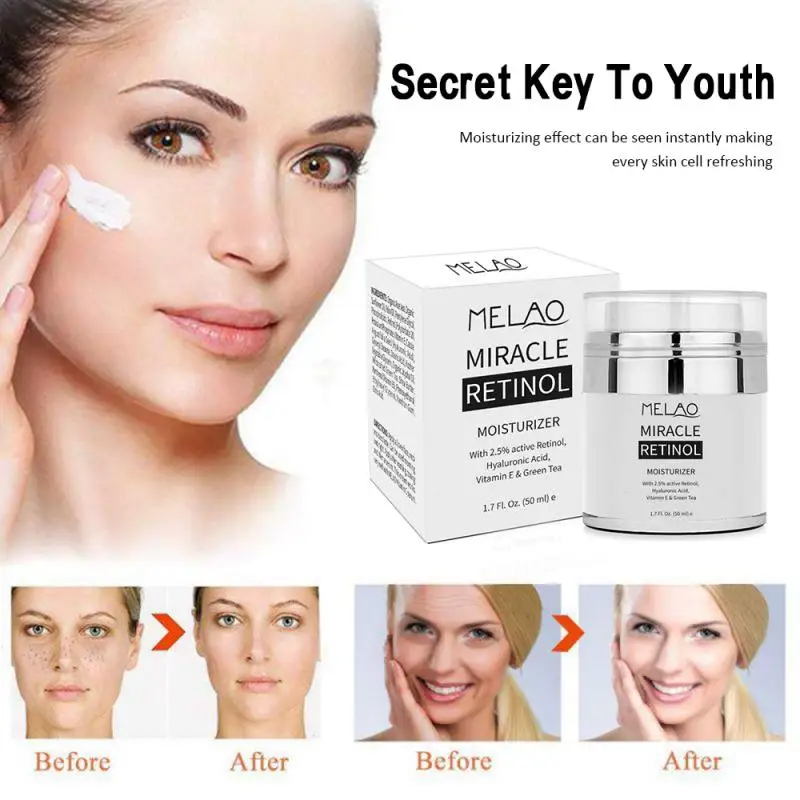 

MELAO 2.5% Retinol Moisturizer Cream Hyaluronic Acid Anti Aging Reduces Wrinkles Fine Lines Day And Night Retinol Cream 50ml