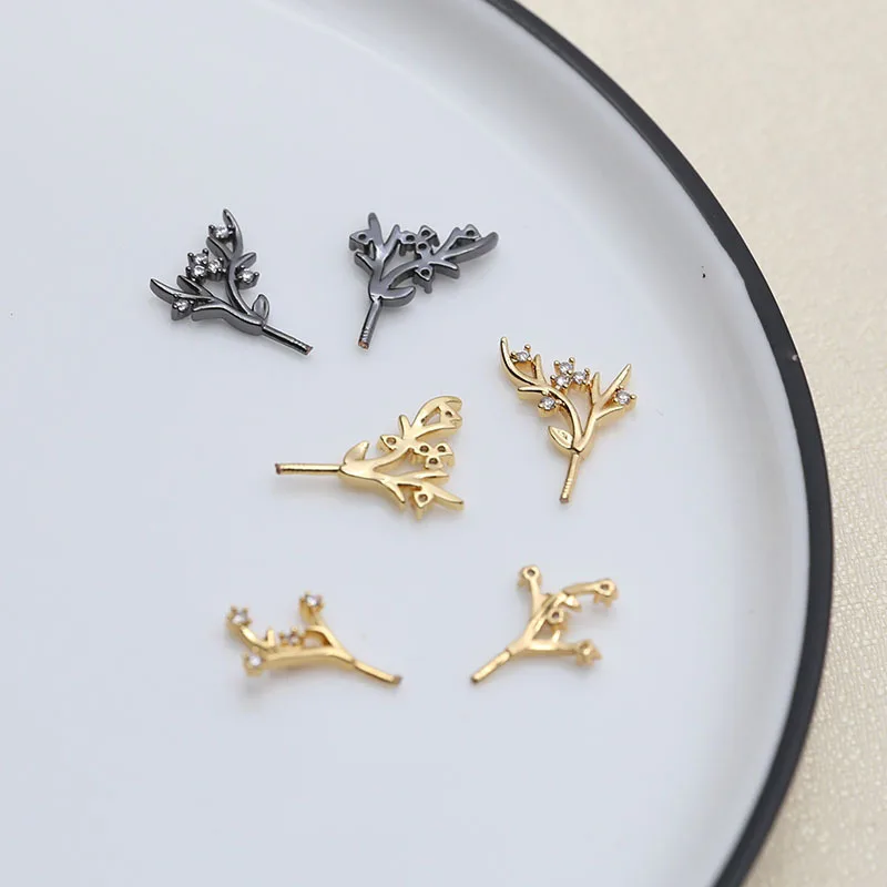 Латунные подвески ZENRA с полуотверстием оленьи рогатки бусины Концевики