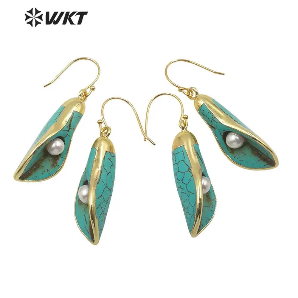 WT-E605 WKT Серьги с камнем специального дизайна Morning Glory Sape и жемчугом Женские модные