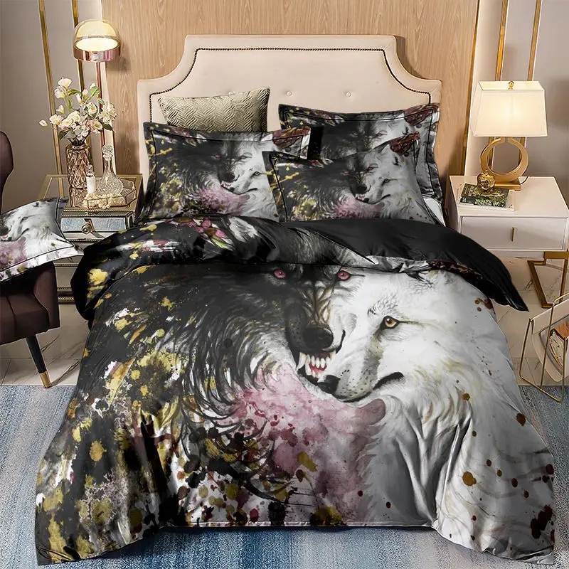 

Weiß Fuchs Luxus Bettwäsche Set Schwarz Fuchs Einzigen Doppelbett Kleidung Königin König Twin Größe Bettbezug-set Für Erwachsene