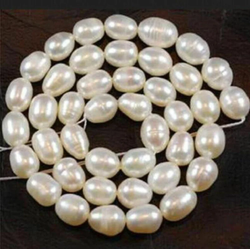 

Natural 7-8mm White Freshwater Cultured Pearl Rice-shaped Loose Beads 15''