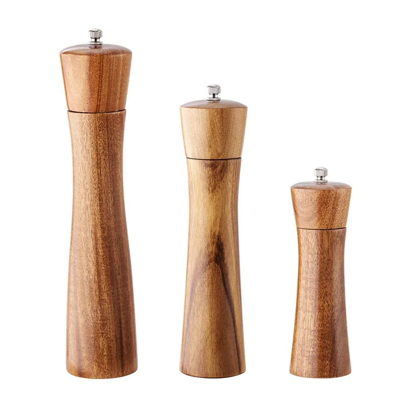 

6" 8" 10" Manual Pepper Grinder Oak Wood Salt And Pepper Mill Multi-Purpose Cruet With Ceramic Grinder Kitchen Tools Mills Jar