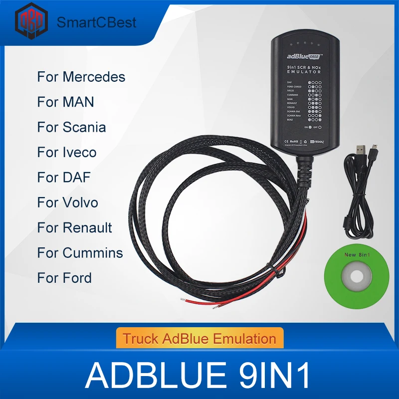 Adblue 9 в 1 8 грузовик Ad Blue эмуляция для мужчин MB SCANIA IVECO DAF VOLVO RENAULT|Кабели и коннекторы