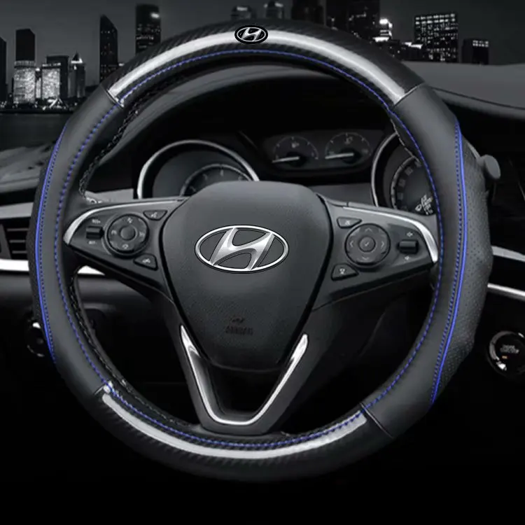 Чехлы из натуральной кожи для руля Hyundai Grand i10 i20 i30 i40 ix20 Ioniq Veloster Xcent Genesis Coupe|Чехлы на