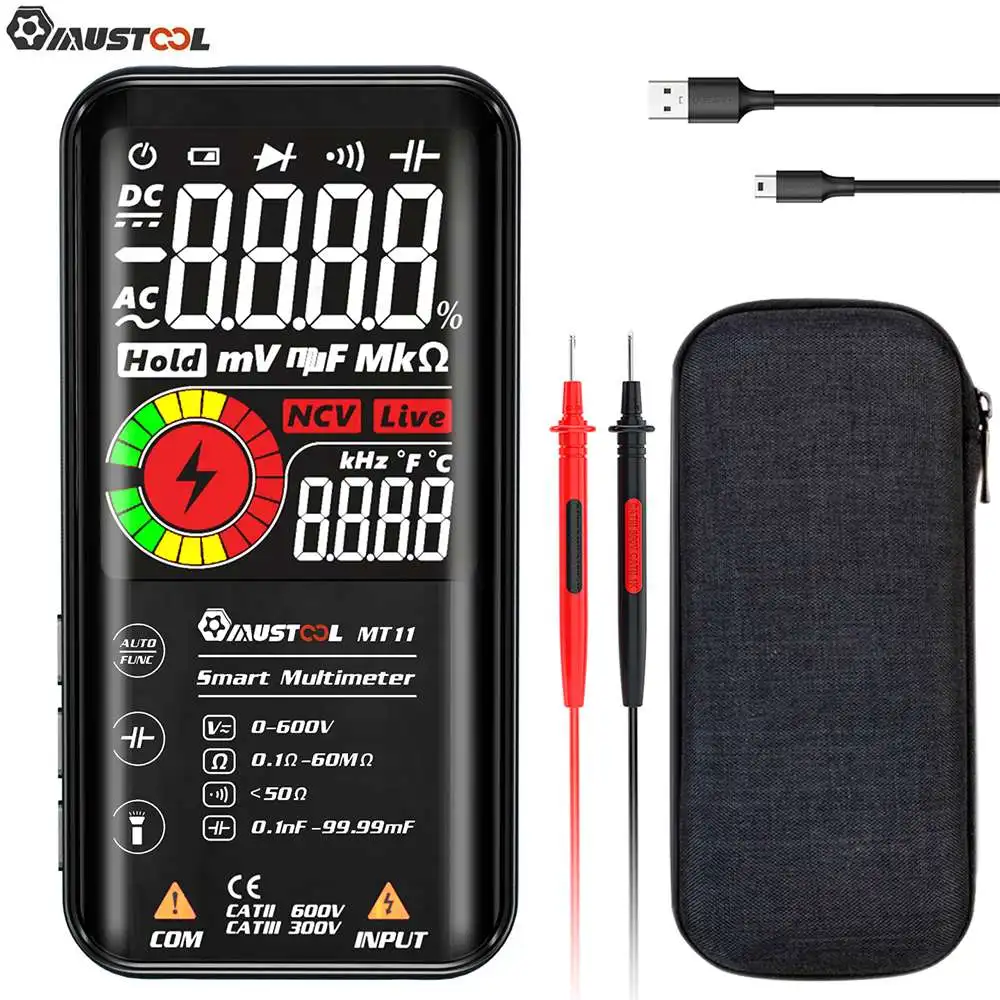 Цифровой смарт-мультиметр muchair MT10/MT11 9999 отсчетов True-RMS цветной ЖК-дисплей